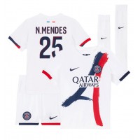 Paris Saint-Germain Nuno Mendes #25 Fußballbekleidung Auswärtstrikot Kinder 2024-25 Kurzarm (+ kurze hosen)